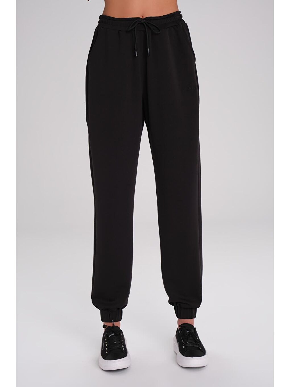 Active Yumuşak Dokulu Lastikli Paça Jogger Siyah Spor Pantolonu Eşofman Altı Act-5