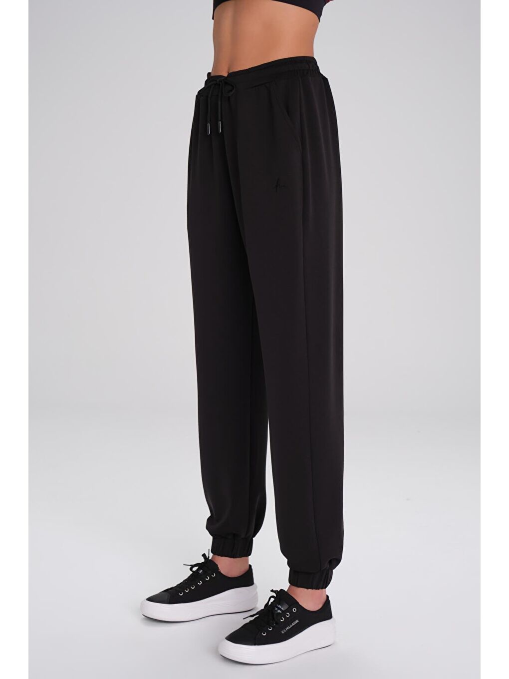 Active Yumuşak Dokulu Lastikli Paça Jogger Siyah Spor Pantolonu Eşofman Altı Act-5-1