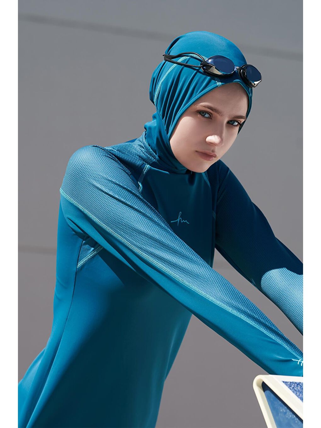 Performans Serisi Okyanus Yeşili Elastanlı 4 Parça Tam Tesettür Mayo Takımı H Per30 2003-1