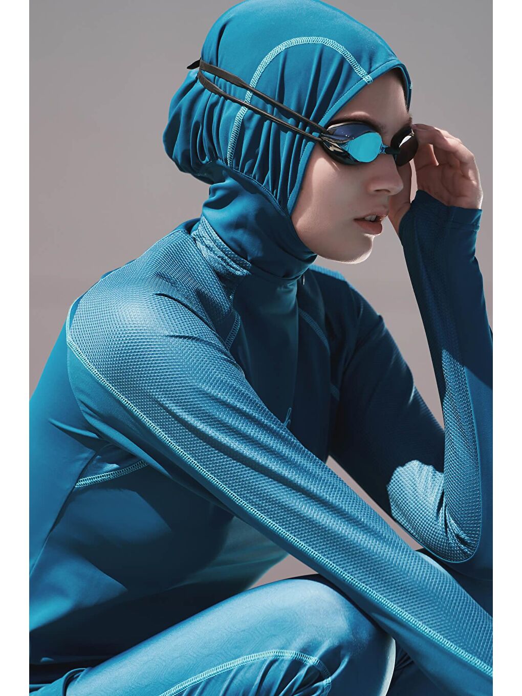 Performans Serisi Okyanus Yeşili Elastanlı 4 Parça Tam Tesettür Mayo Takımı H Per30 2003-2