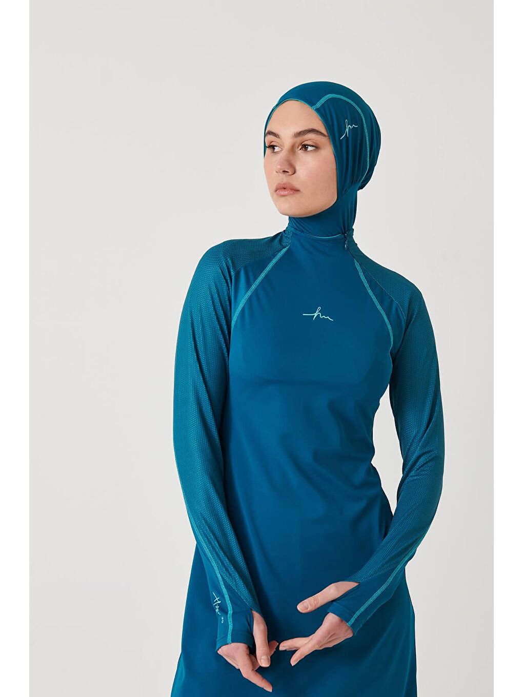 Performans Serisi Okyanus Yeşili Elastanlı 4 Parça Tam Tesettür Mayo Takımı H Per30 2003-4