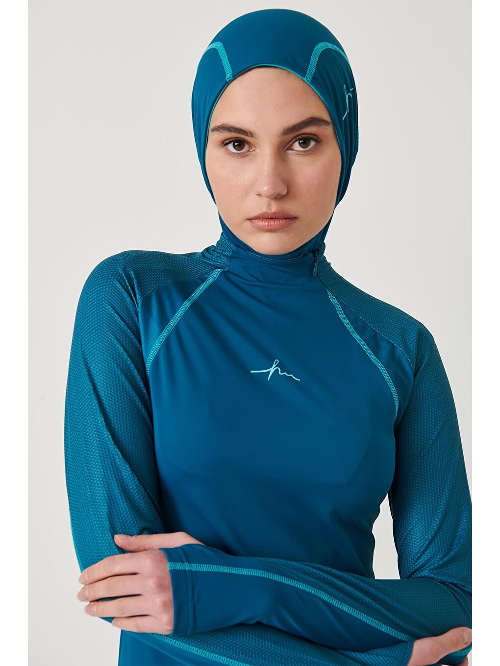 Performans Serisi Okyanus Yeşili Elastanlı 4 Parça Tam Tesettür Mayo Takımı H Per30 2003-5