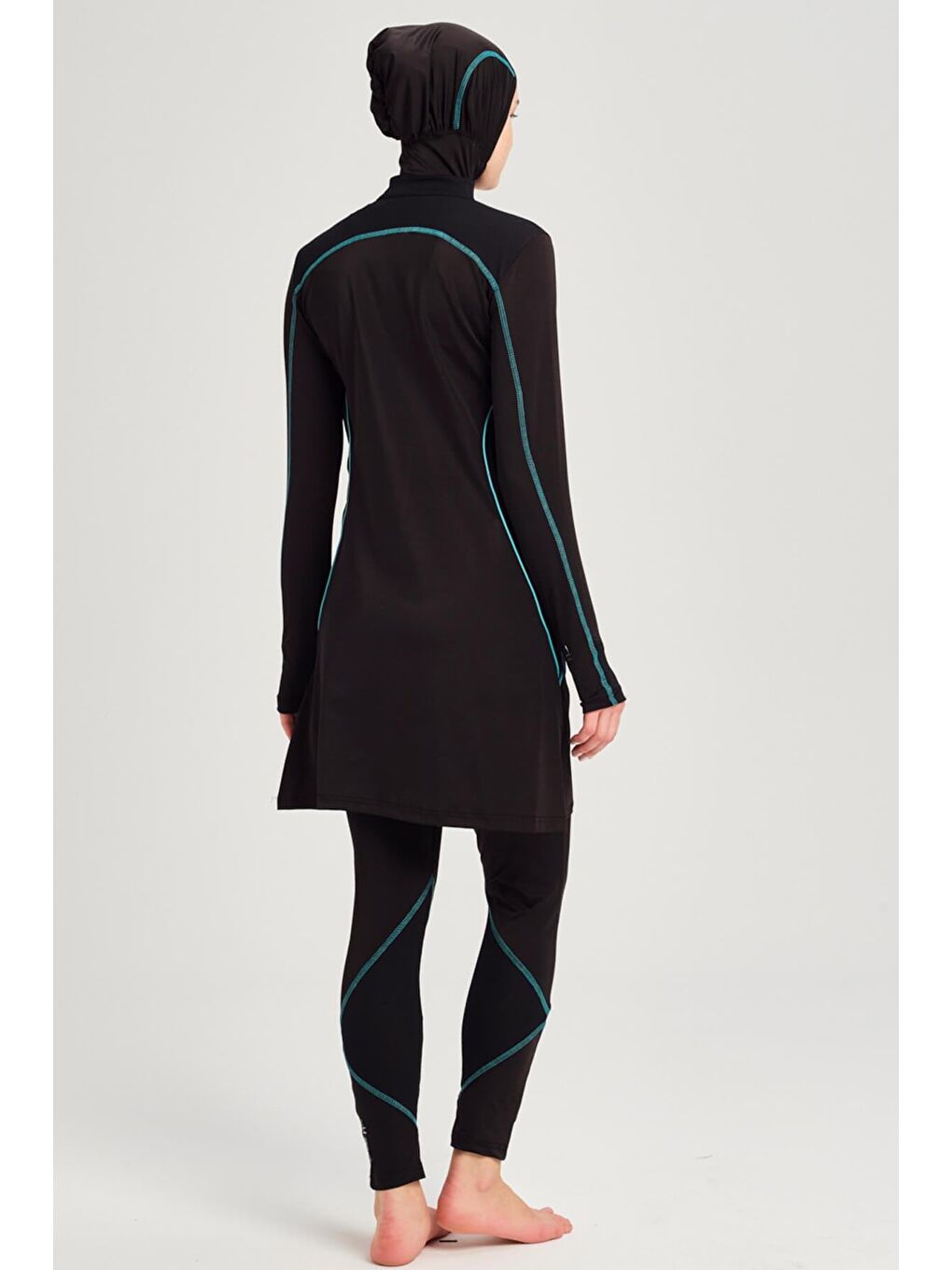 Performans Serisi Siyah Elastanlı 4 Parça Tam Tesettür Mayo Takımı H Per30 2004-6