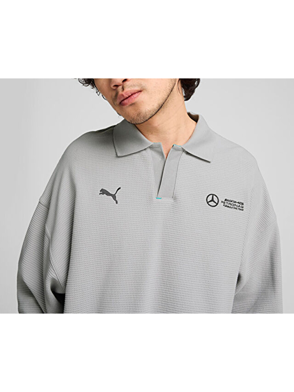 Mapf1 Longsleeve Polo Erkek Günlük Uzun Kollu Polo Tişört 62733902 Gri-3
