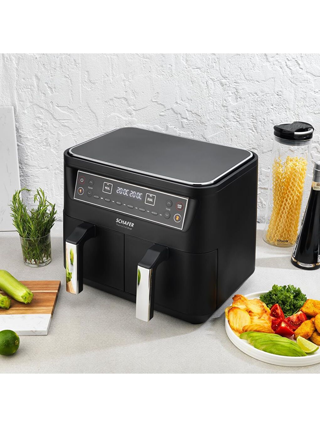 SCHAFER Siyah-Füme Thermochef Dual Dijital Airfryer/Sıcak Hava Fritözü - 1