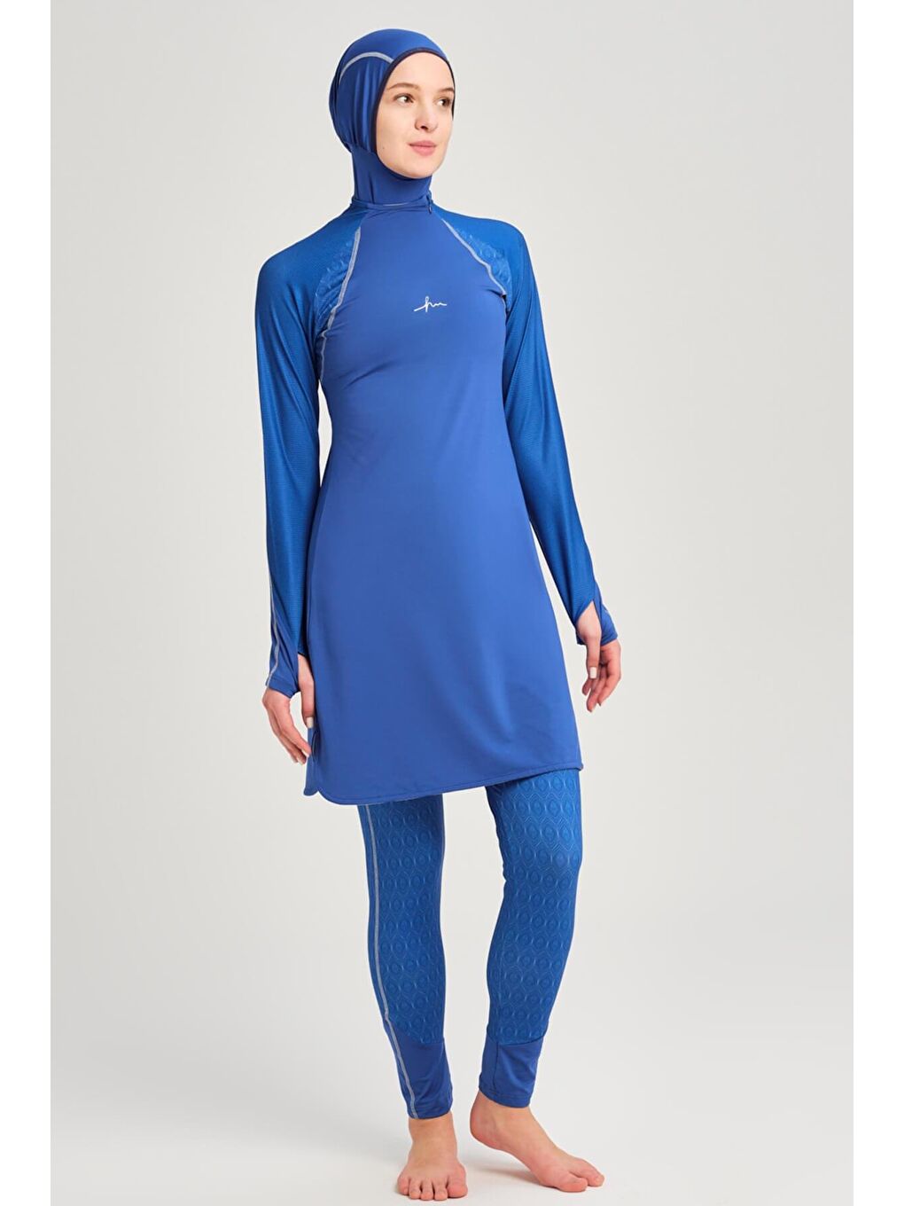 Performans Serisi Saks Mavisi Elastanlı 5 Parça Tam Tesettür Mayo Takımı H Per30 2003-4