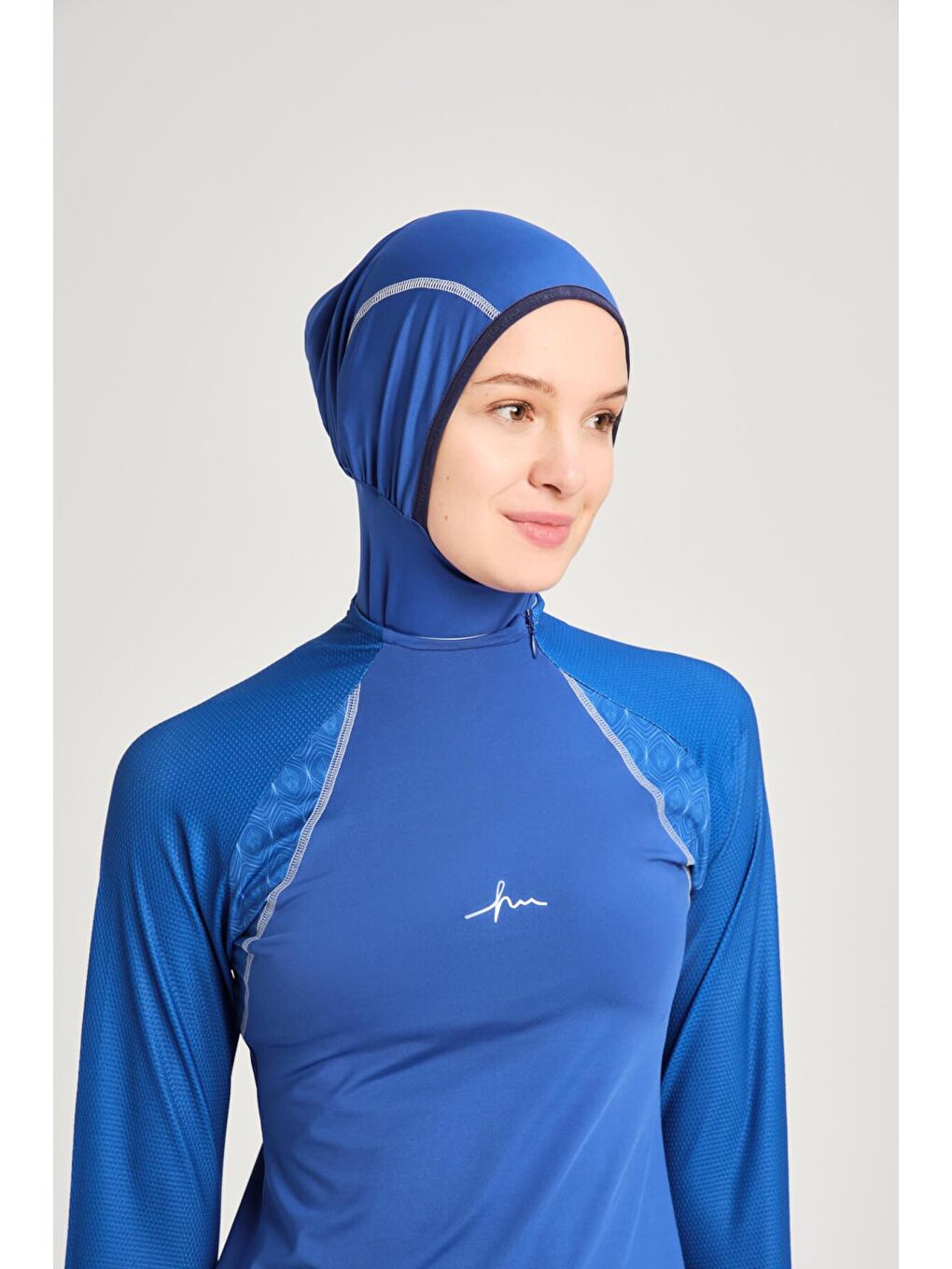 Performans Serisi Saks Mavisi Elastanlı 5 Parça Tam Tesettür Mayo Takımı H Per30 2003-7