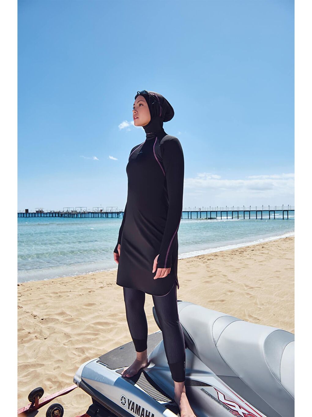 Performans Serisi Siyah Elastanlı 4 Parça Tam Tesettür Mayo Takımı H Per30 2003-1