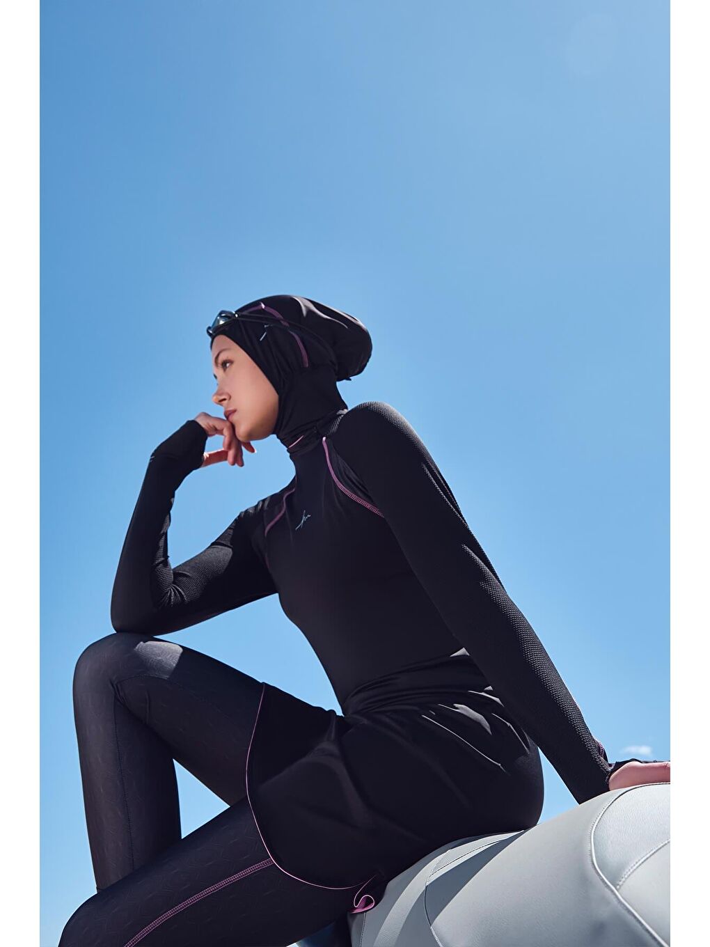 Performans Serisi Siyah Elastanlı 4 Parça Tam Tesettür Mayo Takımı H Per30 2003-2