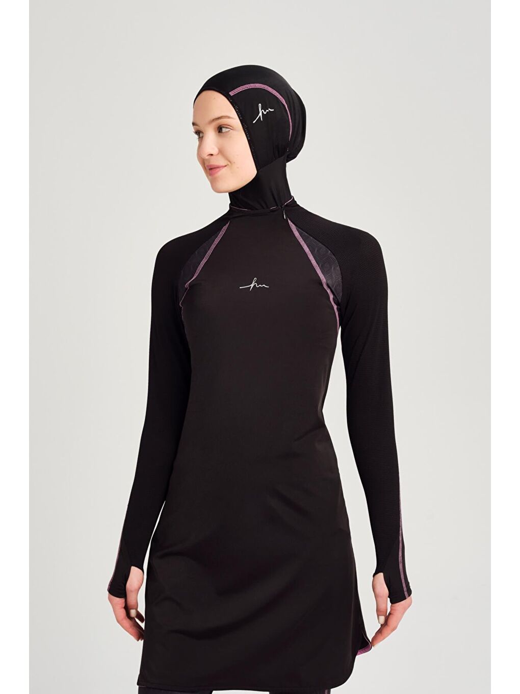 Performans Serisi Siyah Elastanlı 4 Parça Tam Tesettür Mayo Takımı H Per30 2003-5