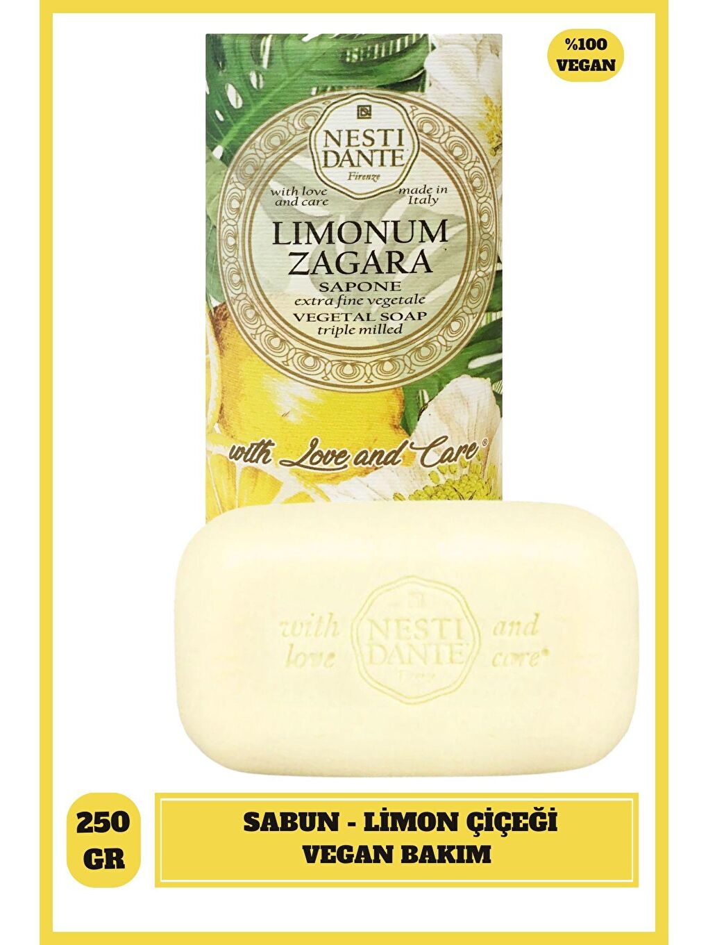 Nesti Dante Renksiz With Love And Care Limonum Zagara Citrus Limon Özütü Sabun Vegan Bakım 250 Gr