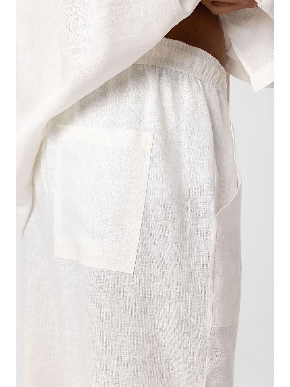 Baggy Keten Pantolon Ekru-4