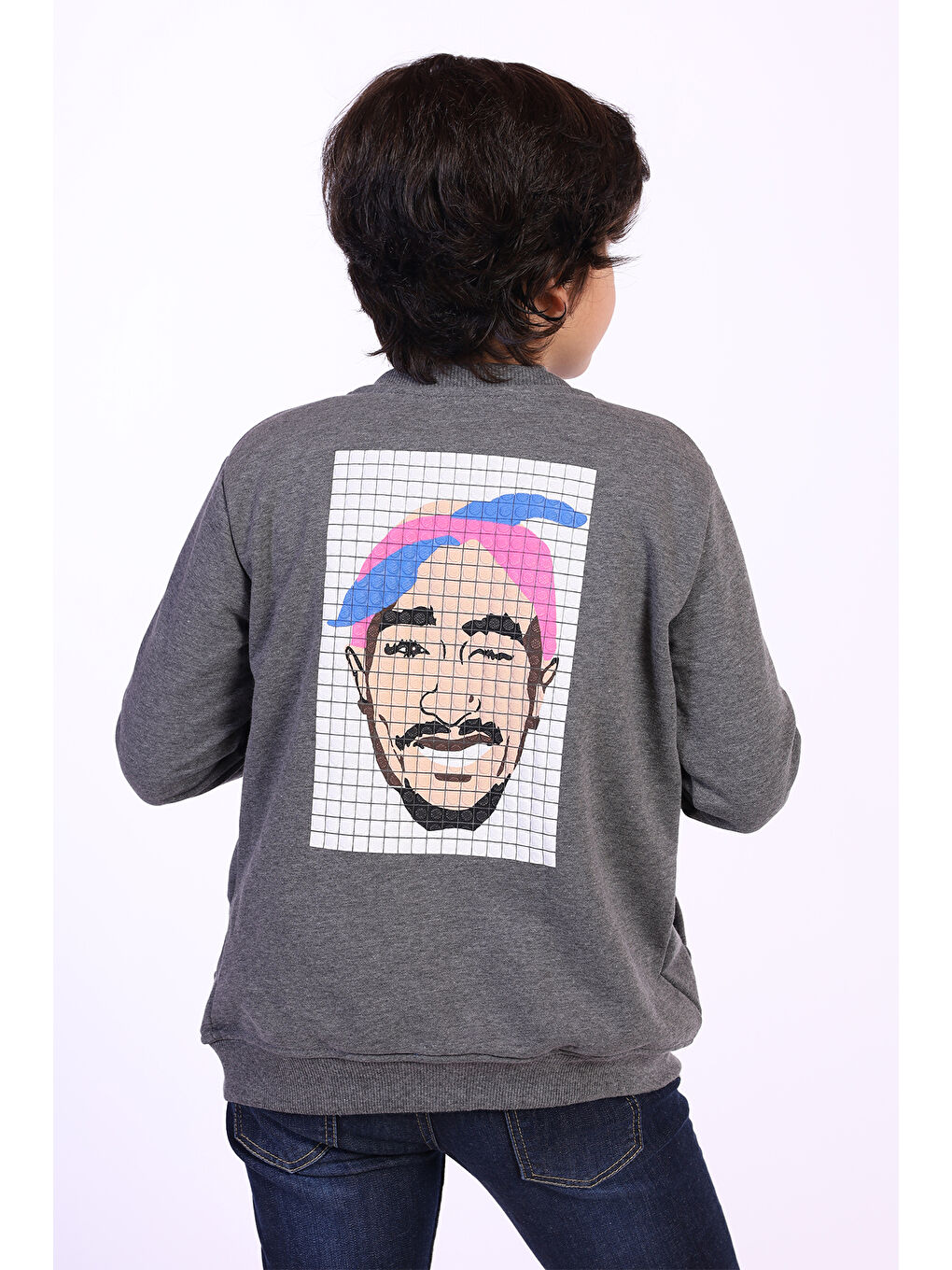 Antrasit Erkek Çocuk Kabartma Baskılı Hırka-1