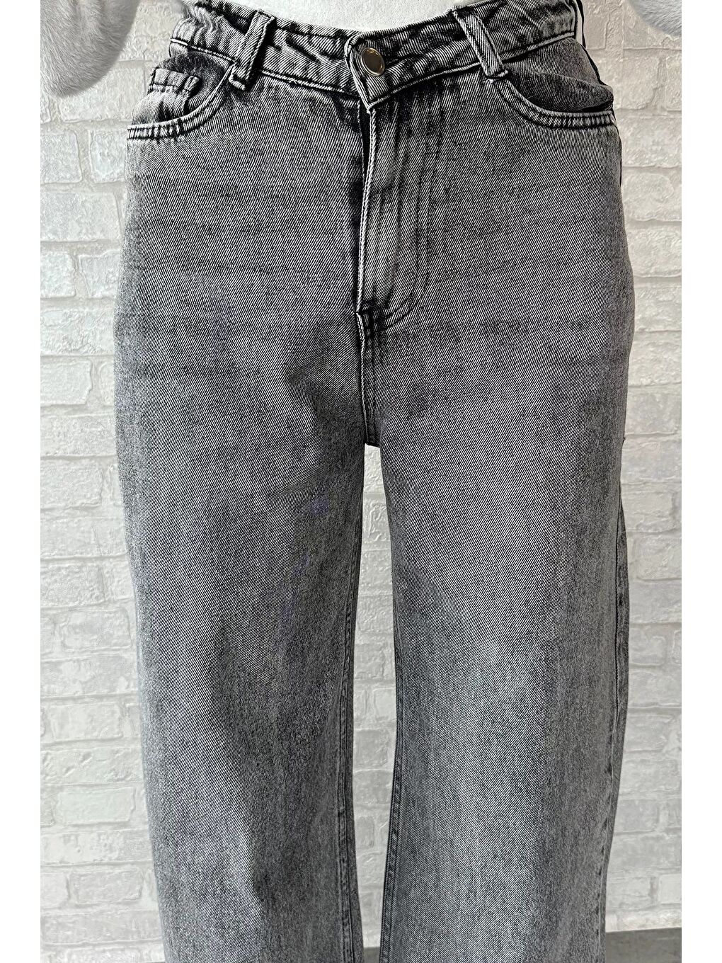 Antrasit Kadın Palazzo Jean Pantolon-2