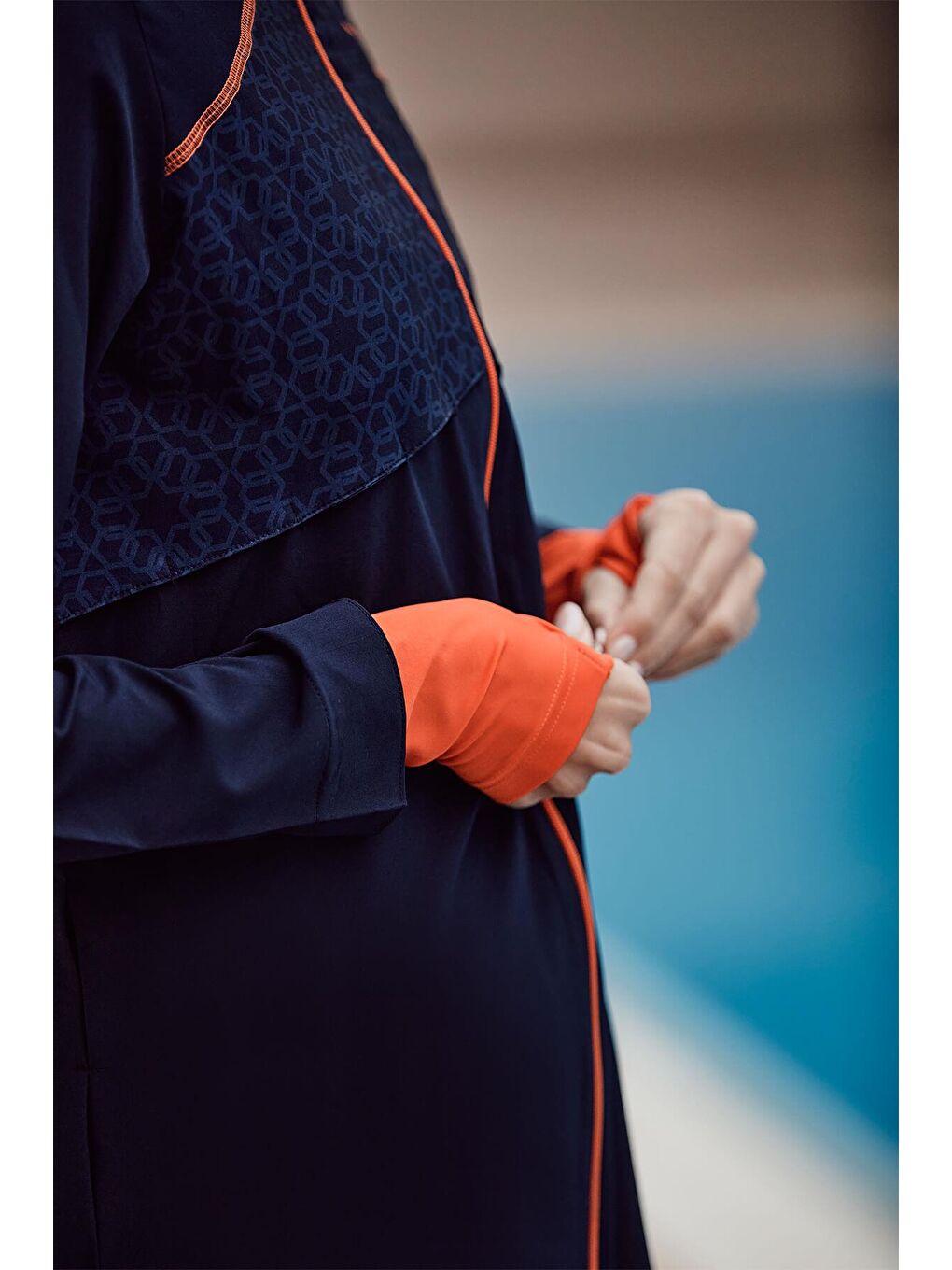 Performans Serisi Lacivert Esnek Dokuma 6 Parça Tam Tesettür Mayo Takımı H-Per50 2010-2