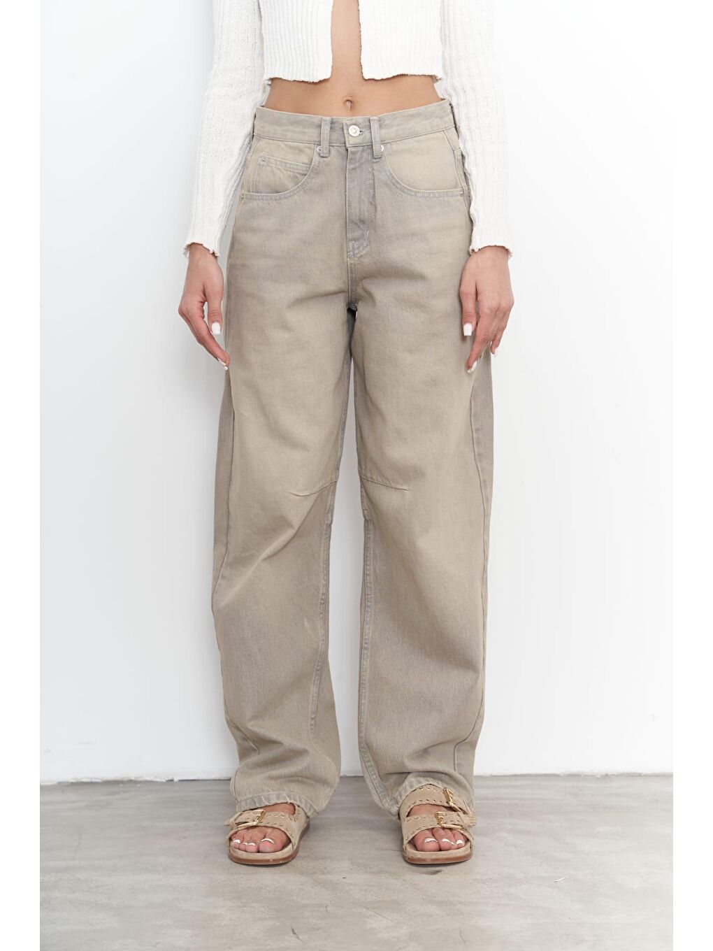 Dex Yırtık Detay Kirli Yeşil Jean Pantolon-2