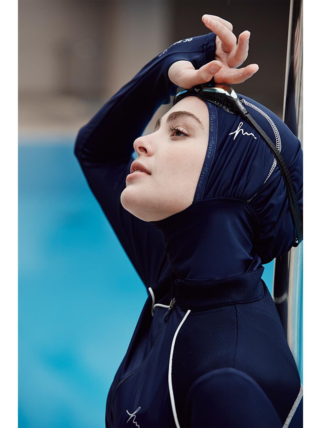 Performans Serisi Lacivert Elastanlı 4 Parça Tam Tesettür Mayo Takımı H Per30 2004-1