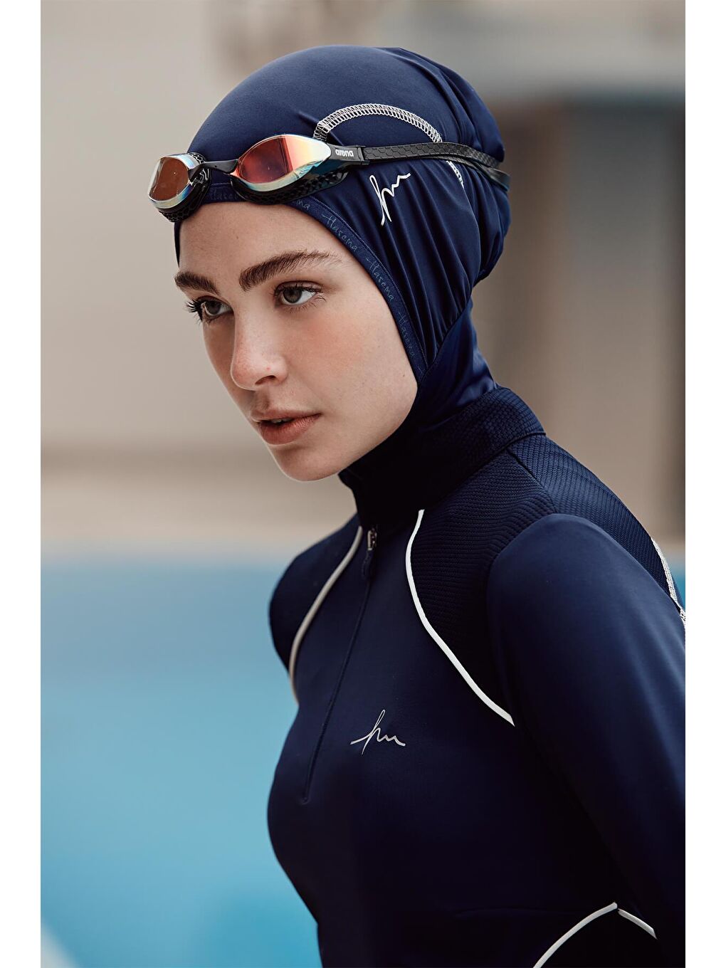 Performans Serisi Lacivert Elastanlı 4 Parça Tam Tesettür Mayo Takımı H Per30 2004-2