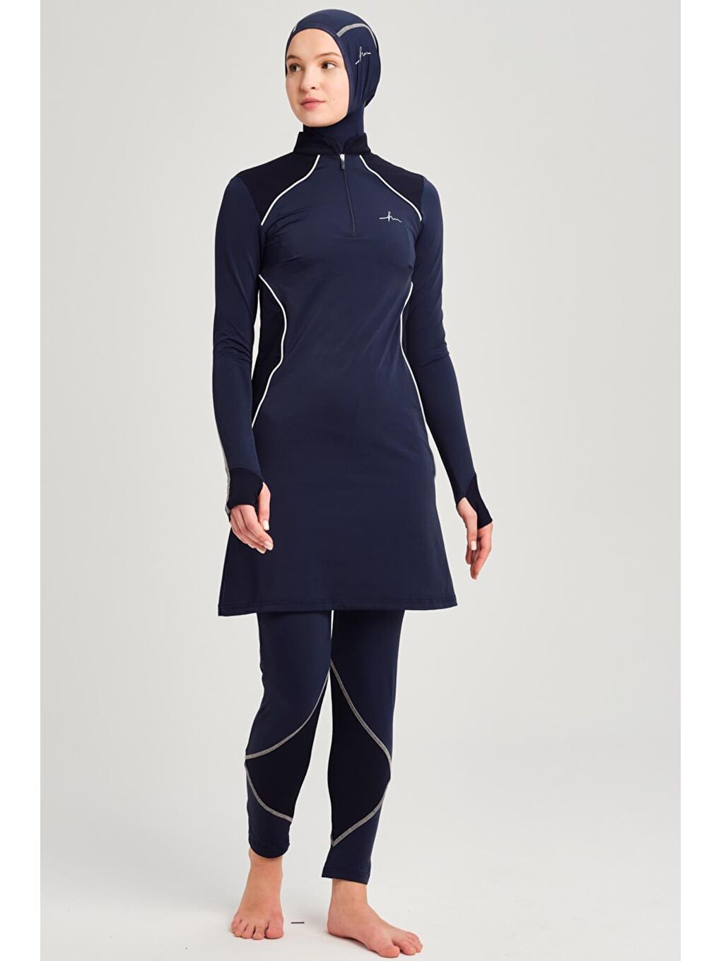 Performans Serisi Lacivert Elastanlı 4 Parça Tam Tesettür Mayo Takımı H Per30 2004-3