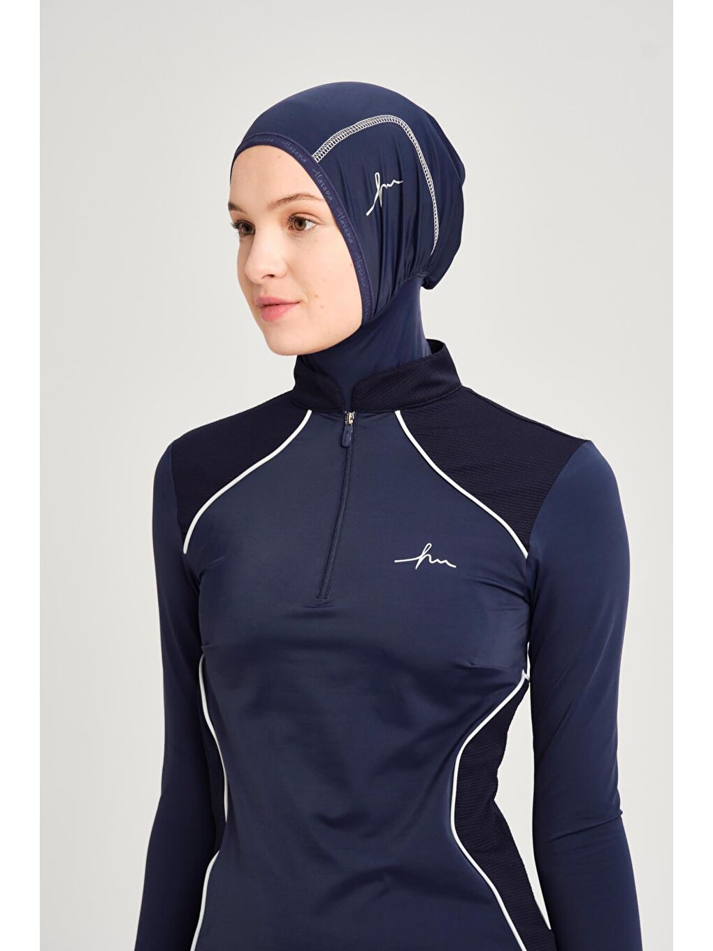 Performans Serisi Lacivert Elastanlı 4 Parça Tam Tesettür Mayo Takımı H Per30 2004-6