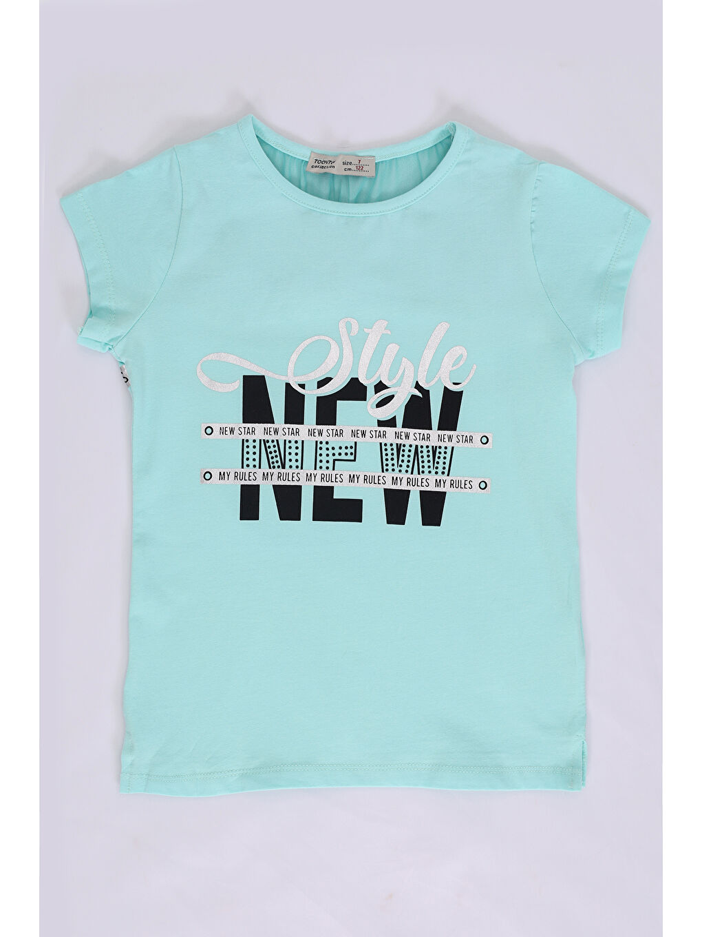 Yeşil Kız Çocuk Baskılı Taş İşlemeli Tişört