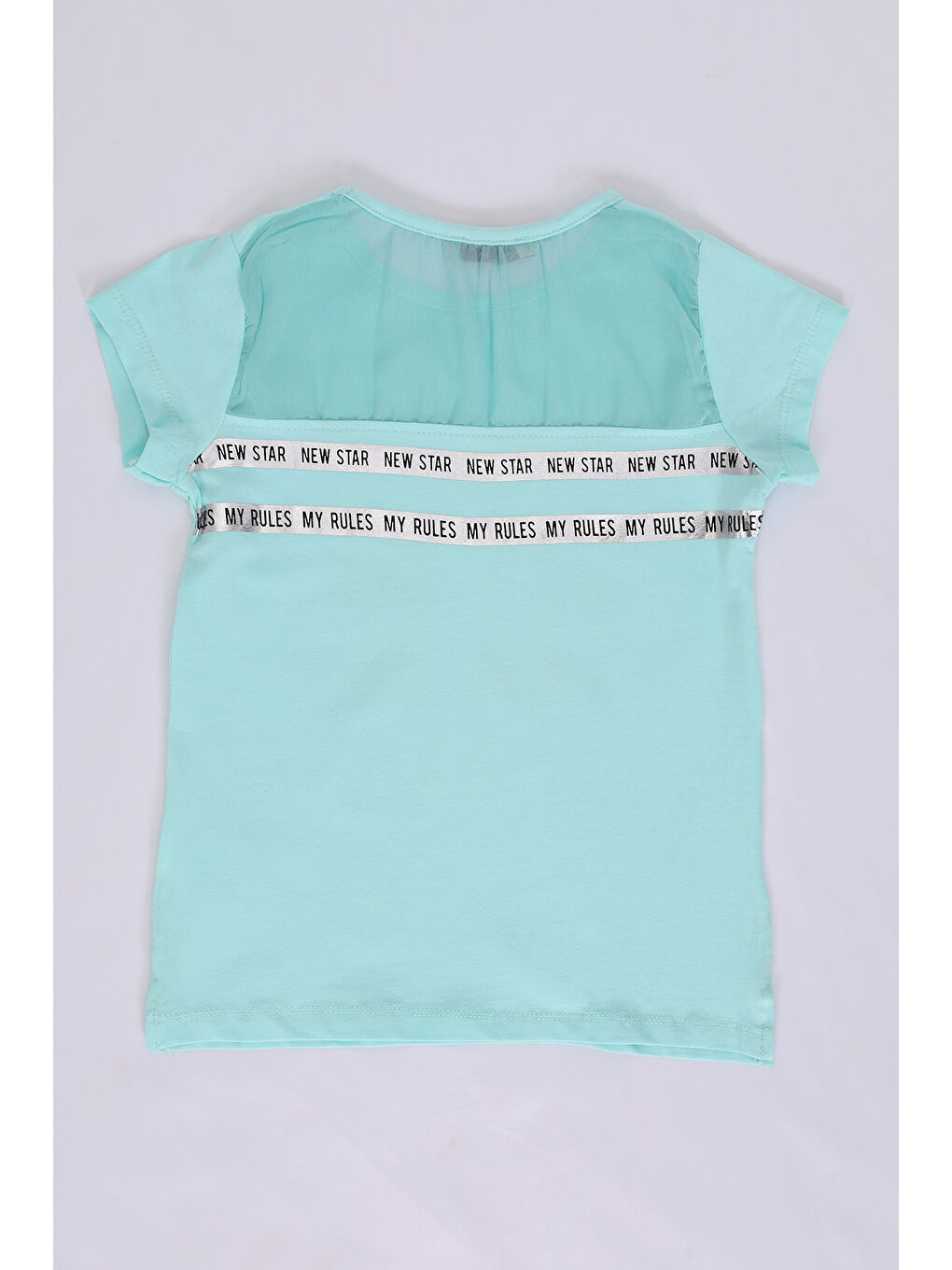 Yeşil Kız Çocuk Baskılı Taş İşlemeli Tişört-2