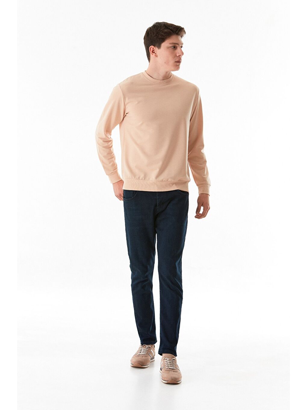 Fullamoda Kahverengi Basic Bisiklet Yaka Sweatshirt - 1