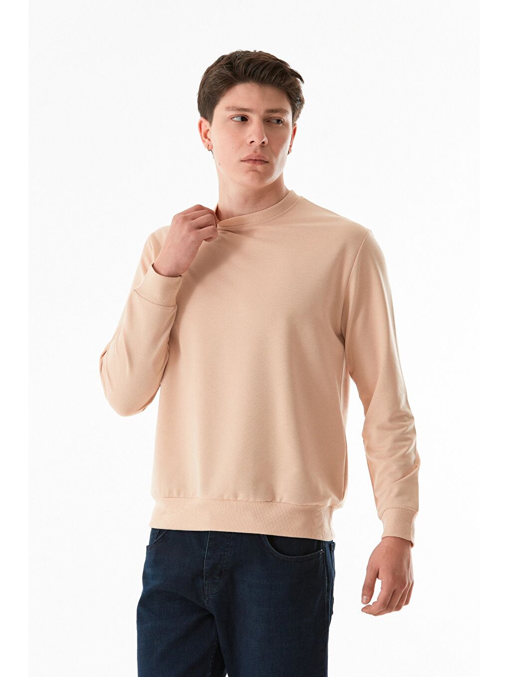 Fullamoda Kahverengi Basic Bisiklet Yaka Sweatshirt - 2