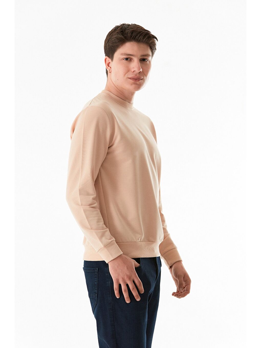 Fullamoda Kahverengi Basic Bisiklet Yaka Sweatshirt - 3