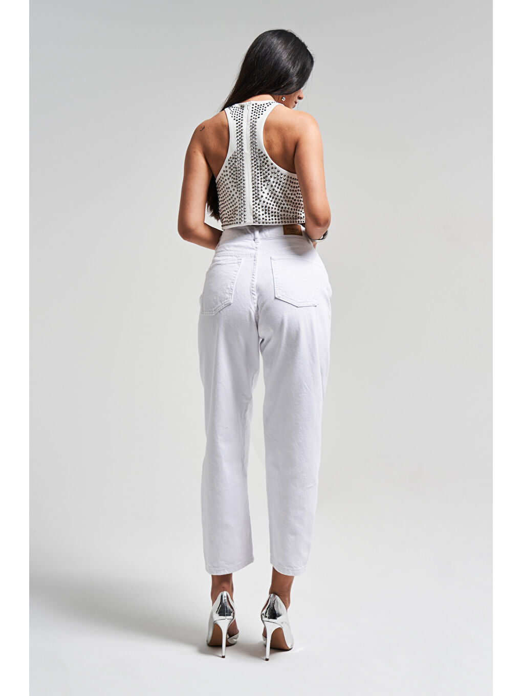 Kadın Beyaz Renk Venüs 5s5-2 Carrot Fit Rahat Kesim %100 Pamuk İç Göstermez Denim Jean-2