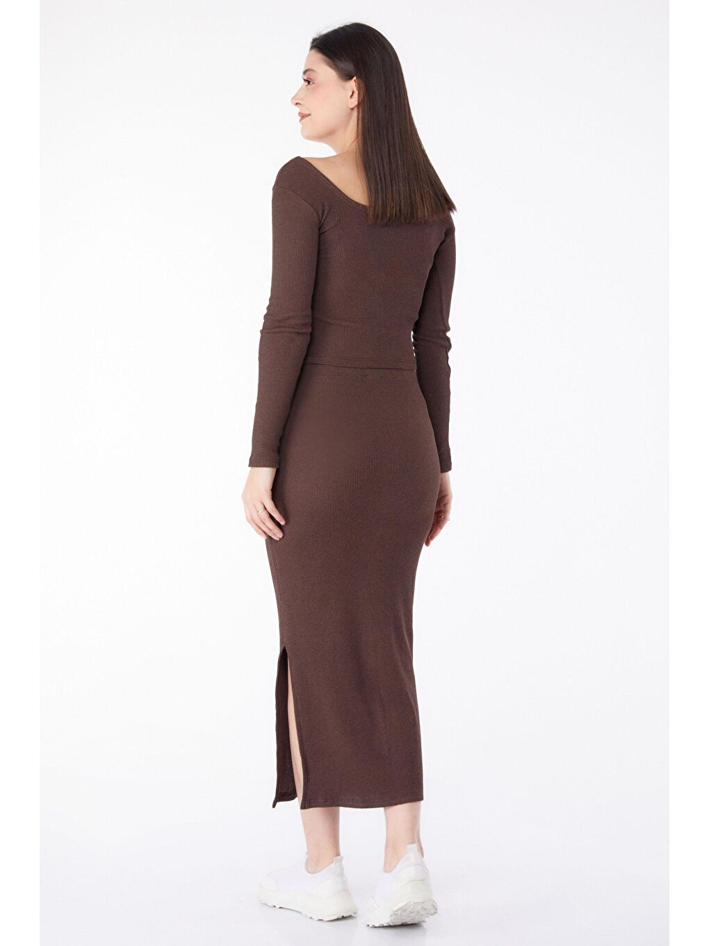 Orta Kadın Kahverengi Uzun Kollu Kaşkorse Takım - 25275-4