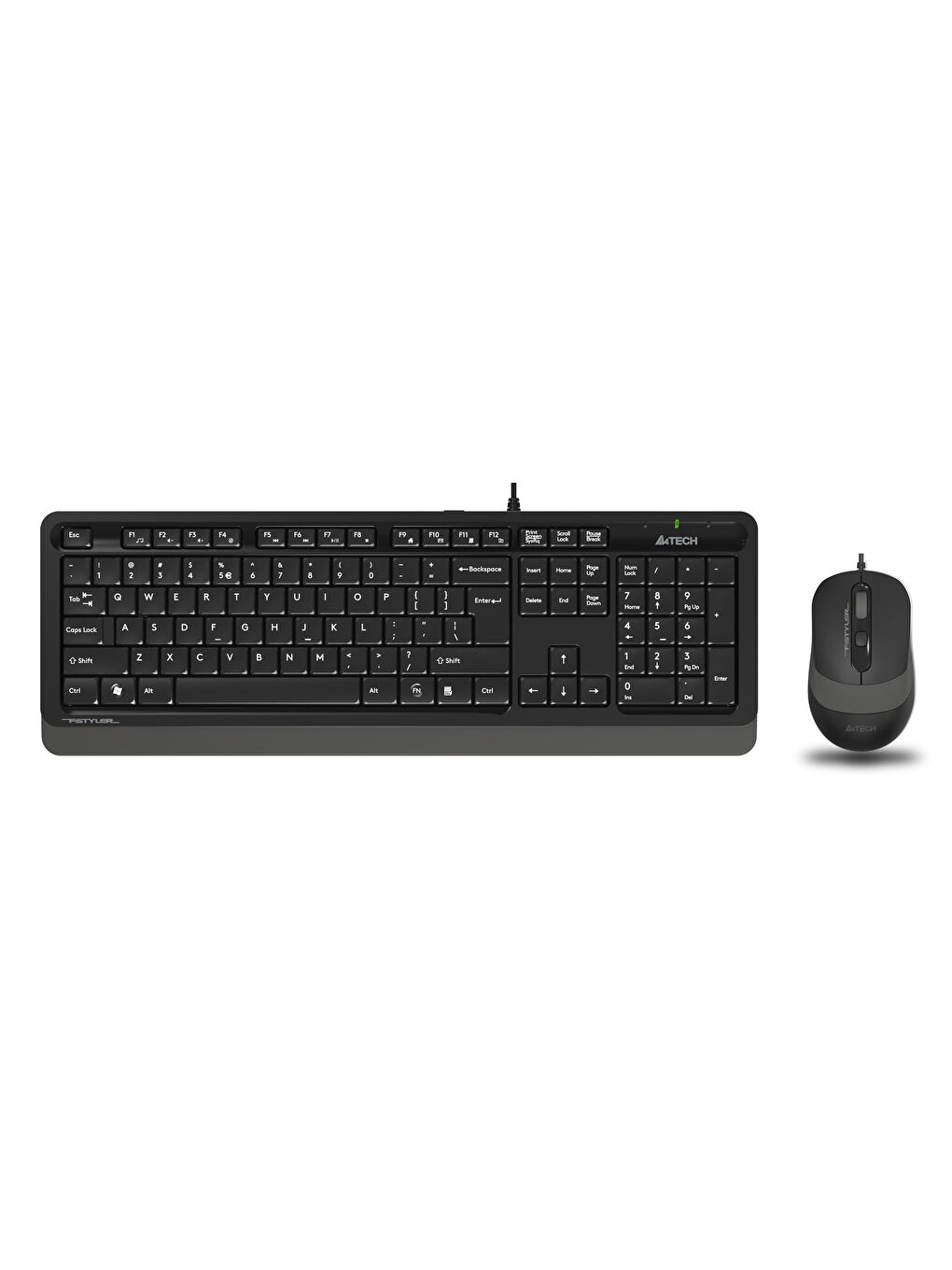 A4Tech F1010 Q USB Türkçe FN Multimedya Klavye Optik 1600DPI Siyah Gri Mouse Set