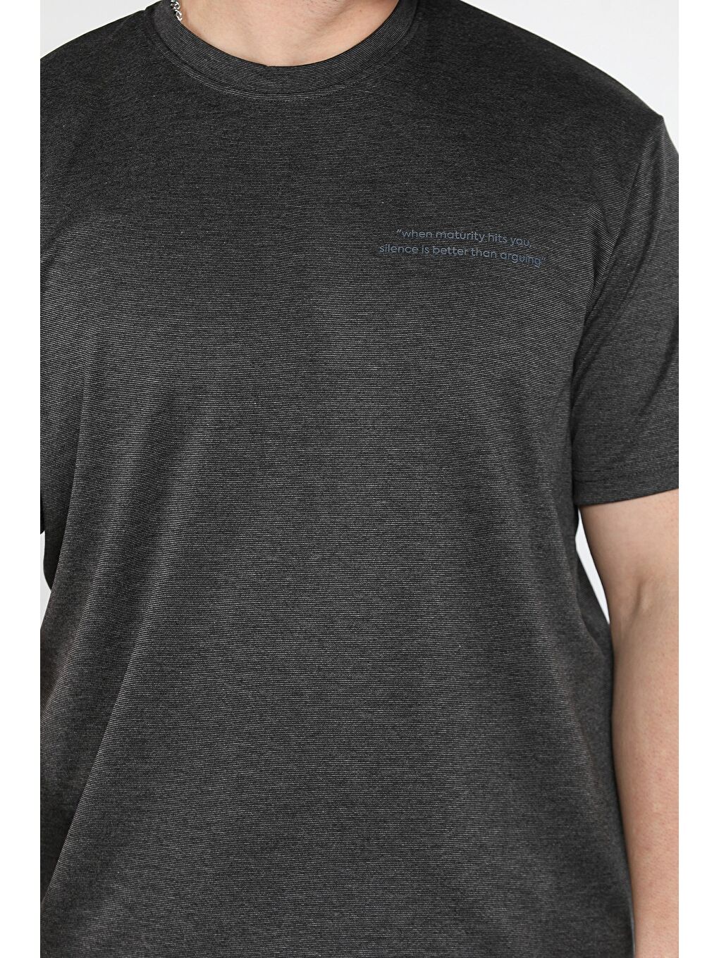 Siyah Erkek Yazı Baskılı Tişört-3