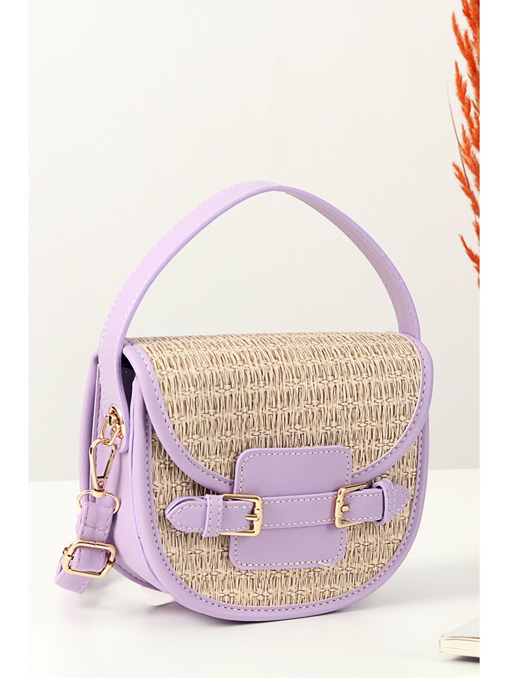 Lila Brenda Hasır El Askılı Kadın Omuz Çantası BP-4810O