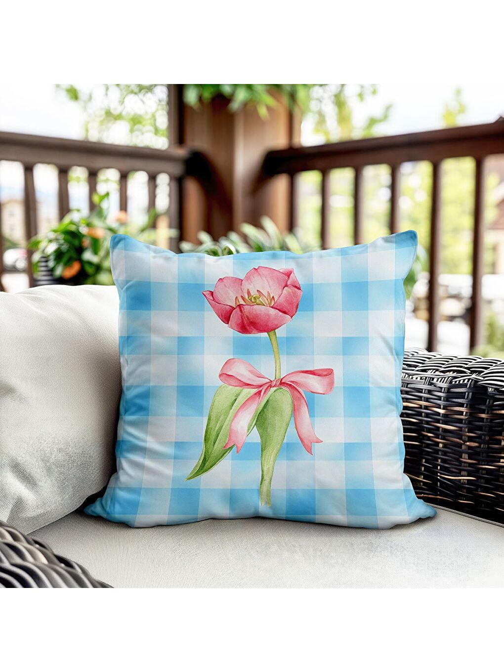 Karışık Bahar Temalı Kadife Kırlent Kılıfı 43x43 Cm Çift Taraf Baskı