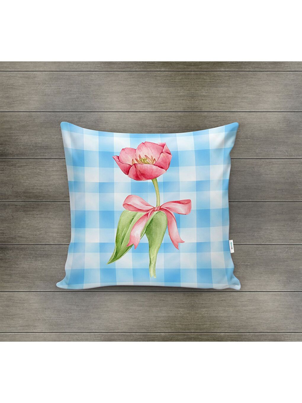 Karışık Bahar Temalı Kadife Kırlent Kılıfı 43x43 Cm Çift Taraf Baskı-1