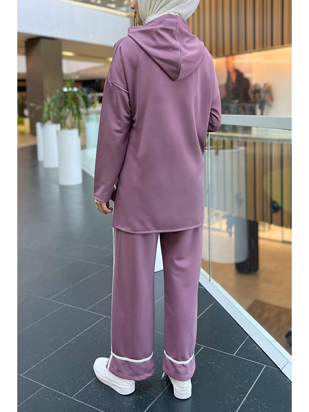 Kapüşonlu Yaka Kadın Lila Tunik Pantolon - 11306-6
