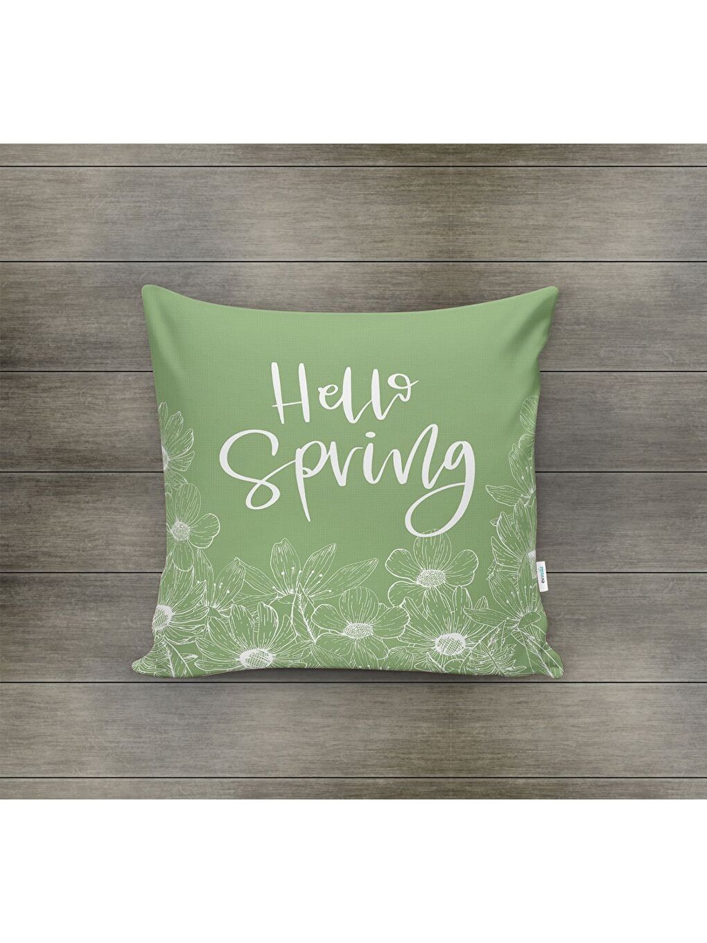 Karışık Bahar Temalı Kadife Kırlent Kılıfı 43x43 Cm Çift Taraf Baskı-1