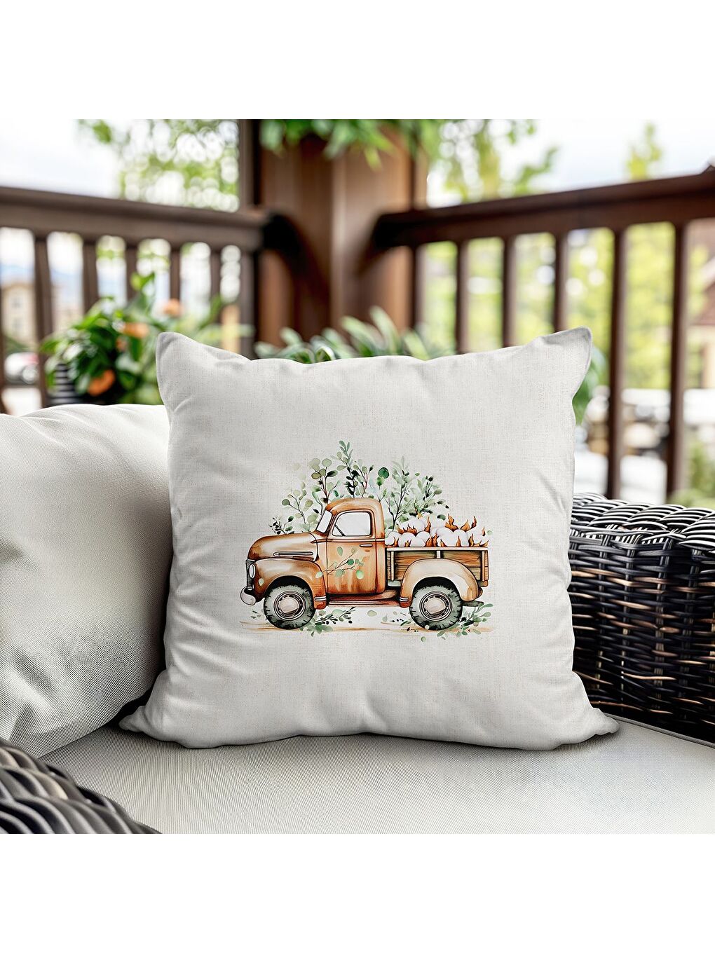 Karışık Bahar Temalı Kadife Kırlent Kılıfı 43x43 Cm Çift Taraf Baskı