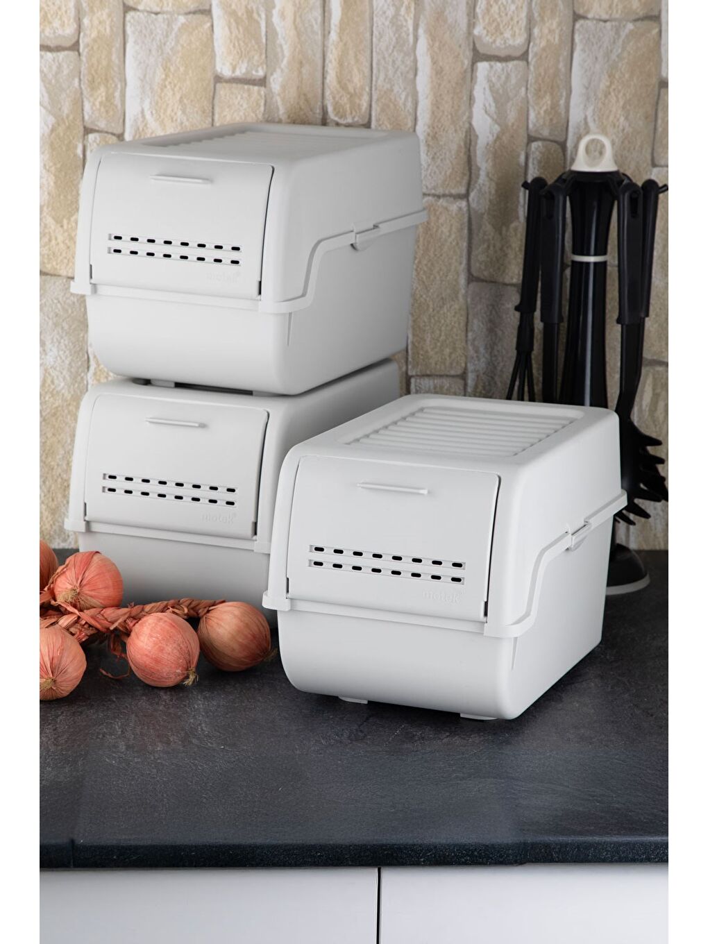 Technow MT-40 S-Box 8 Litre 3'lü Çok Amaçlı Organizer Düzenleyici Gri ( 3*8Litre )-1