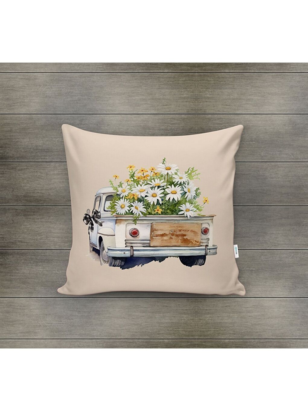 Karışık Bahar Temalı Kadife Kırlent Kılıfı 43x43 Cm Çift Taraf Baskı-1