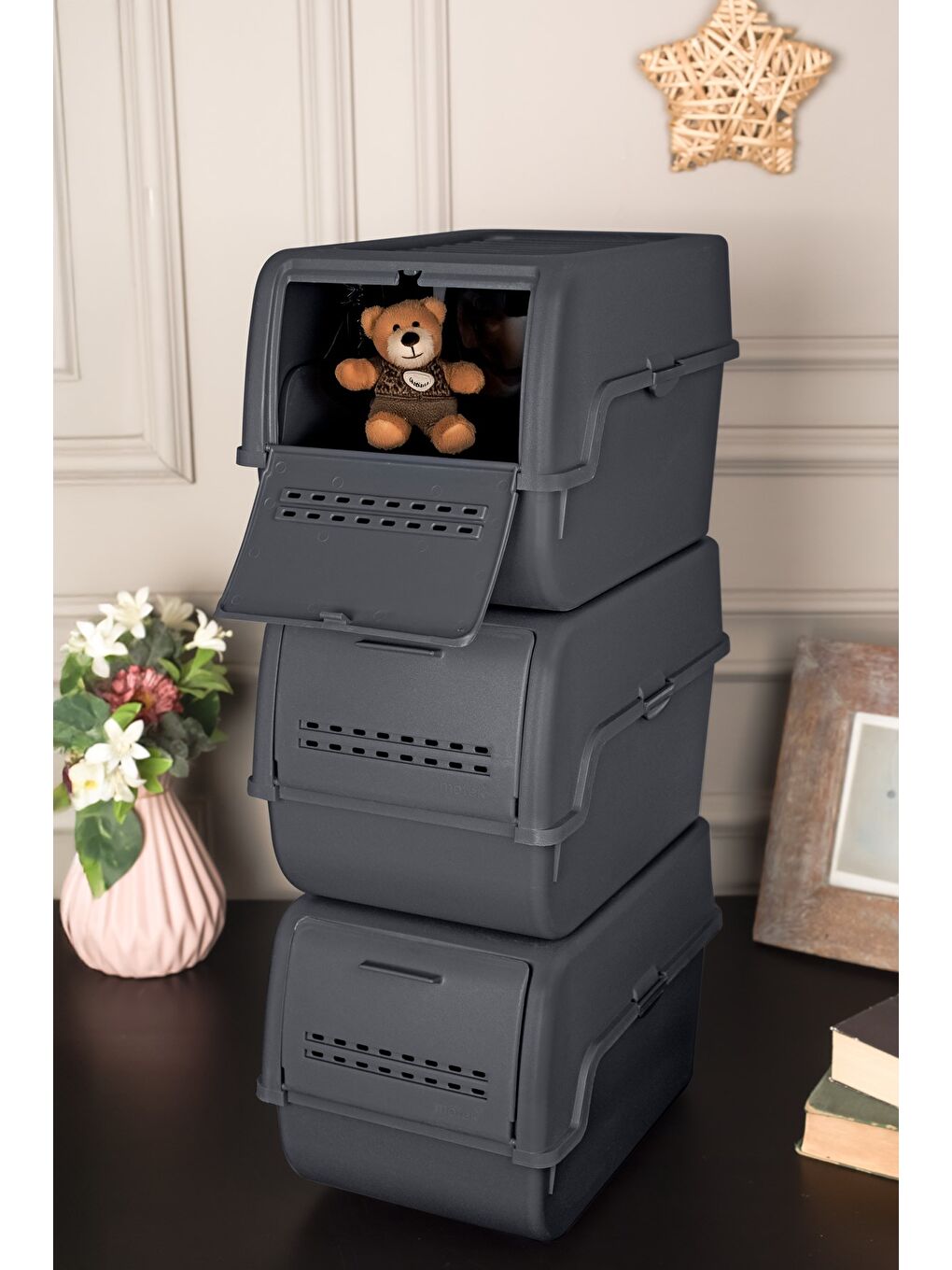 MT-40 S-Box 8 Litre 3'lü Çok Amaçlı Organizer Düzenleyici Antrasit ( 3*8Litre )-2