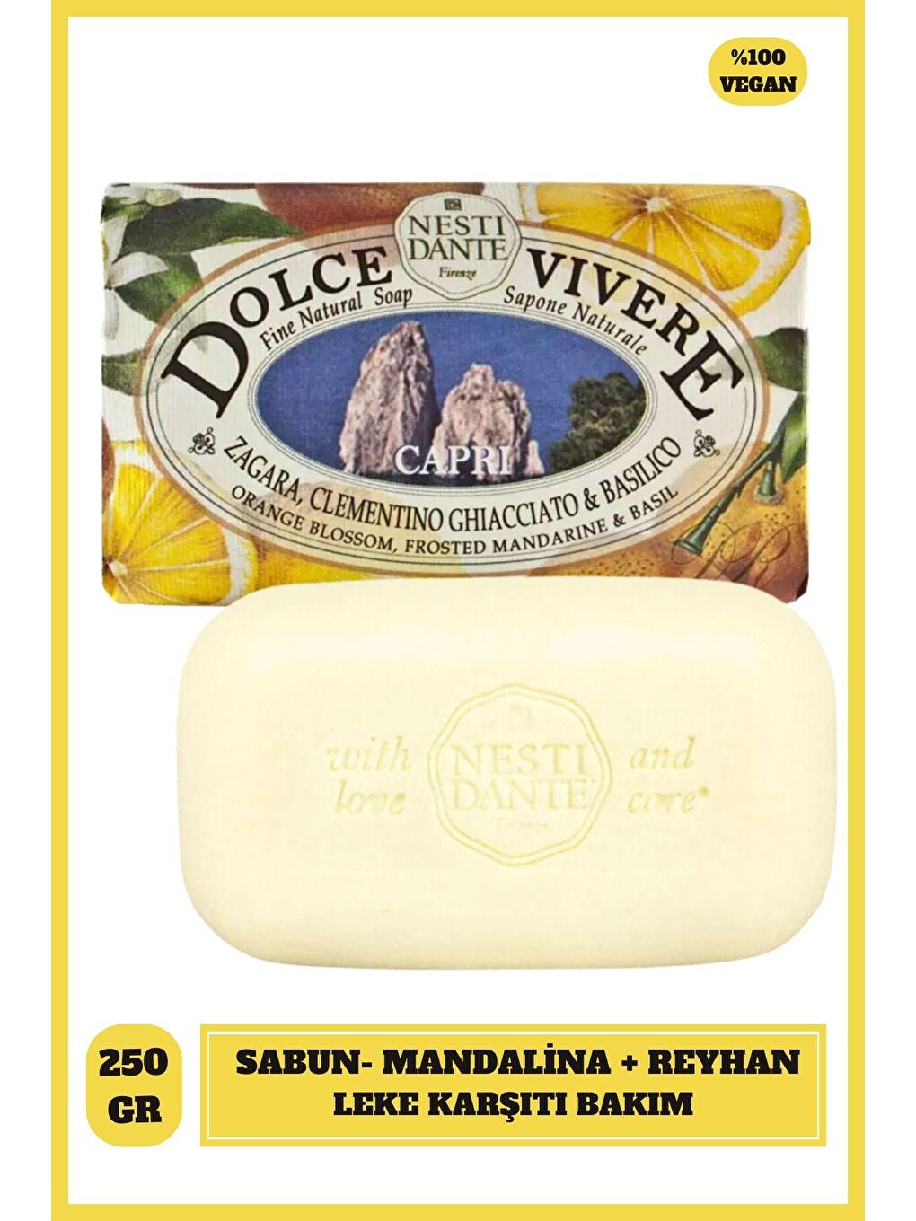 Nesti Dante Renksiz Sabun Dolce Vivere Capri Turunçgil Kokusu Vegan Bakım 250 g