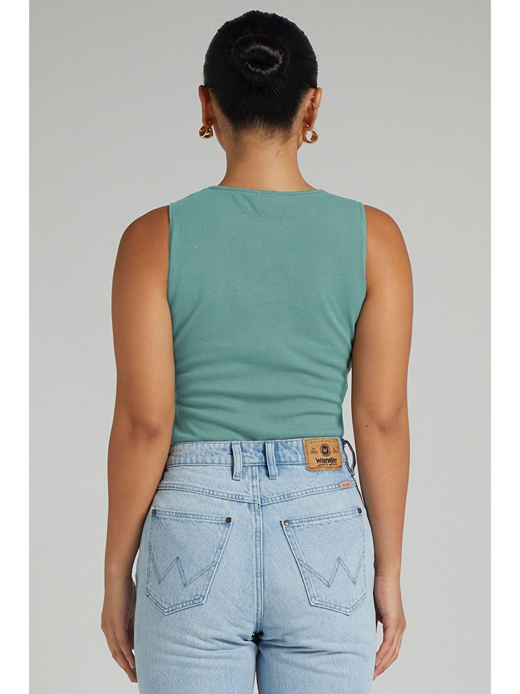 Mint Yeşili Yırtık Detaylı Basic Bodysuit-6