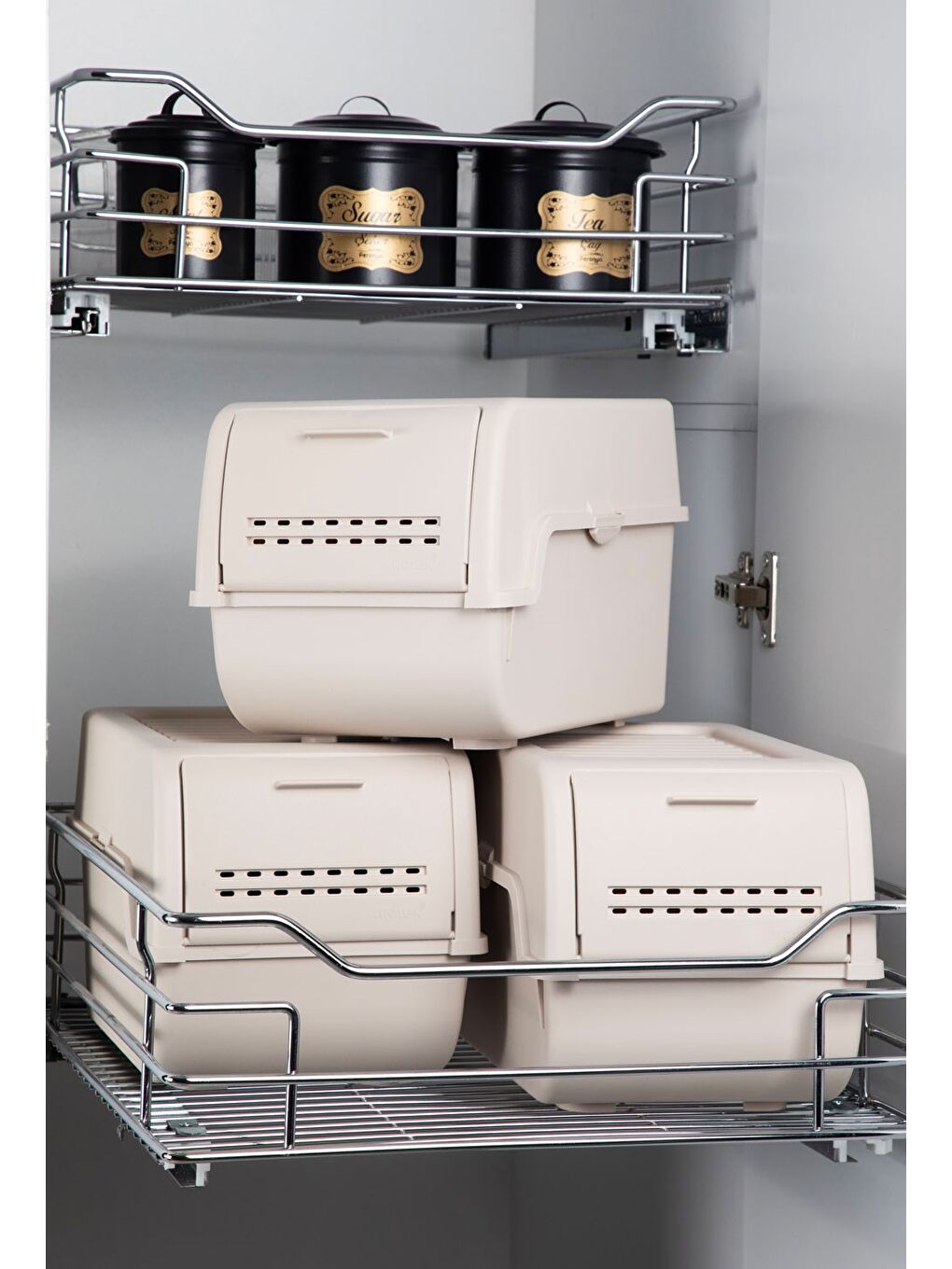 MT-40 S-Box 8 Litre 3'lü Çok Amaçlı Organizer Düzenleyici Bej ( 3*8Litre )-1