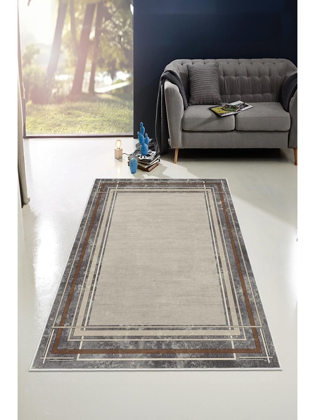 Kahverengi Dekoratif Özel Tasarım Yıkanabilir, Modern Halı  160x230-2