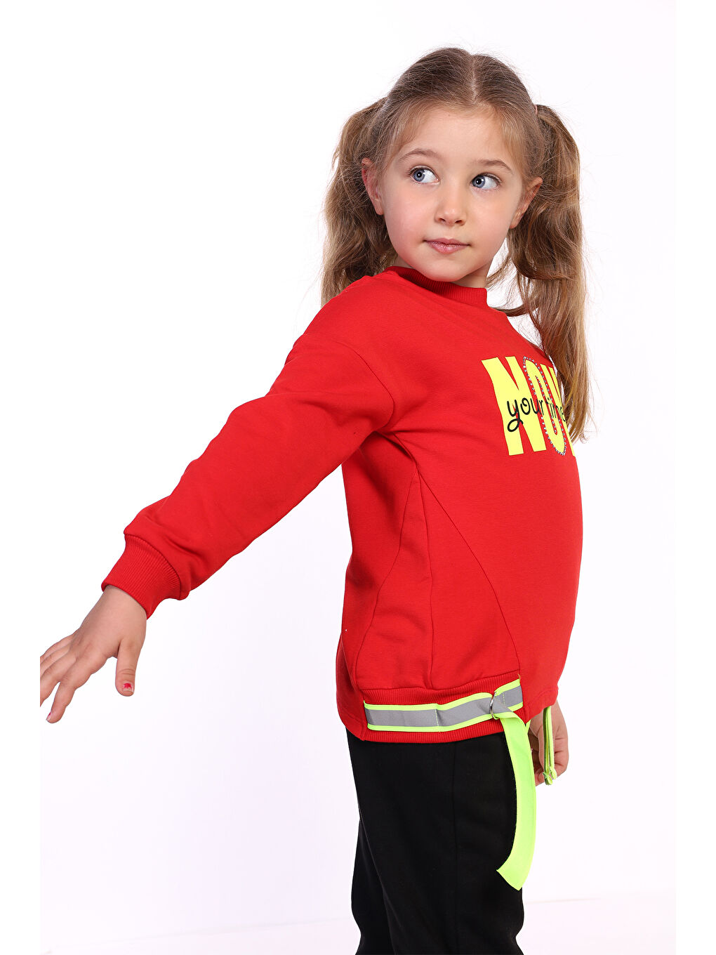 Kırmızı Kız Çocuk Baskılı İçi Pamuklu Eşofman Takımı-1