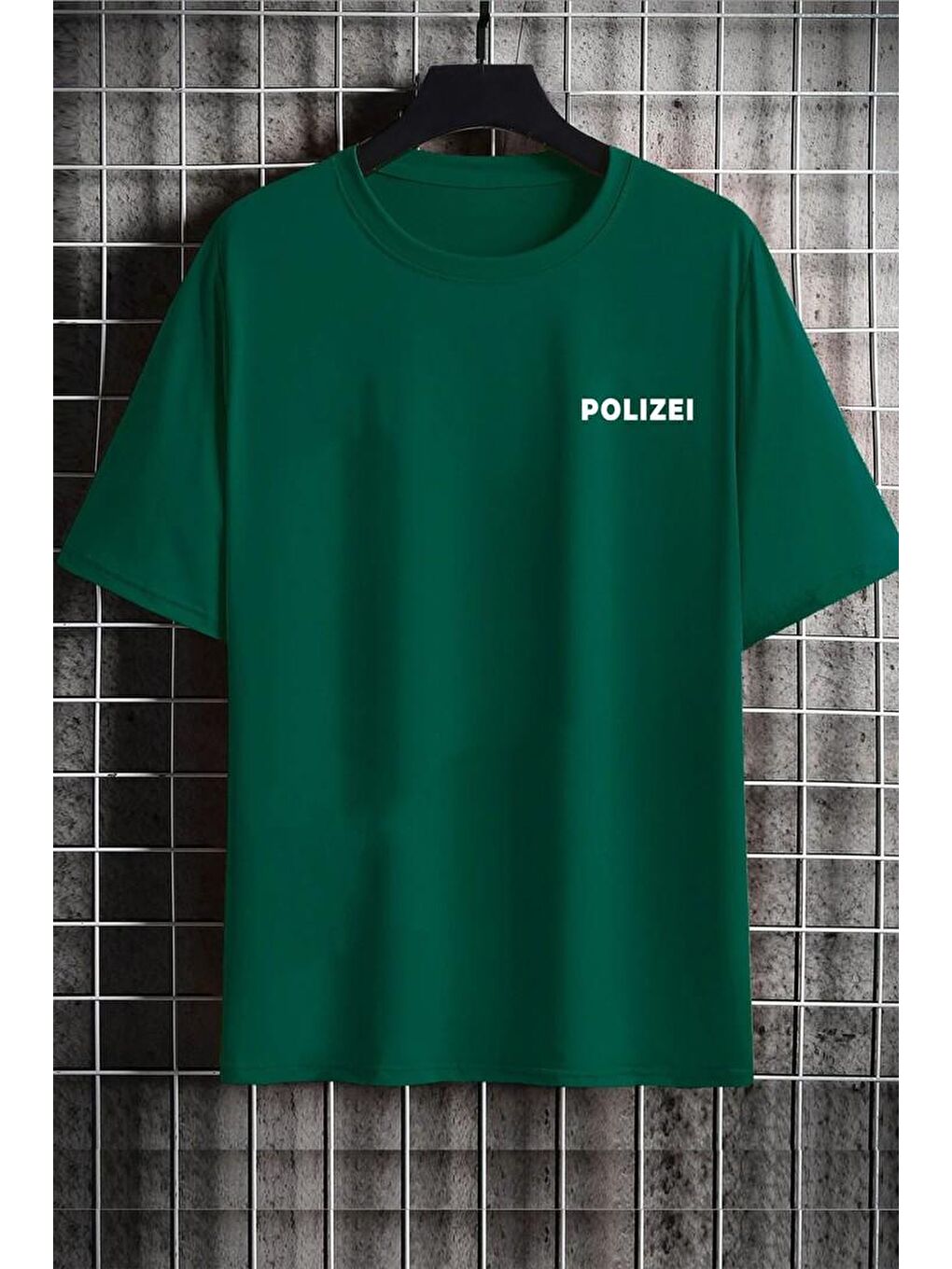 uyguntarz Yeşil Unisex Polizei Baskılı T-shirt