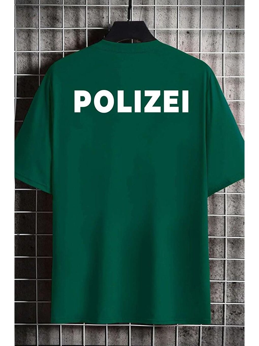 uyguntarz Yeşil Unisex Polizei Baskılı T-shirt - 1