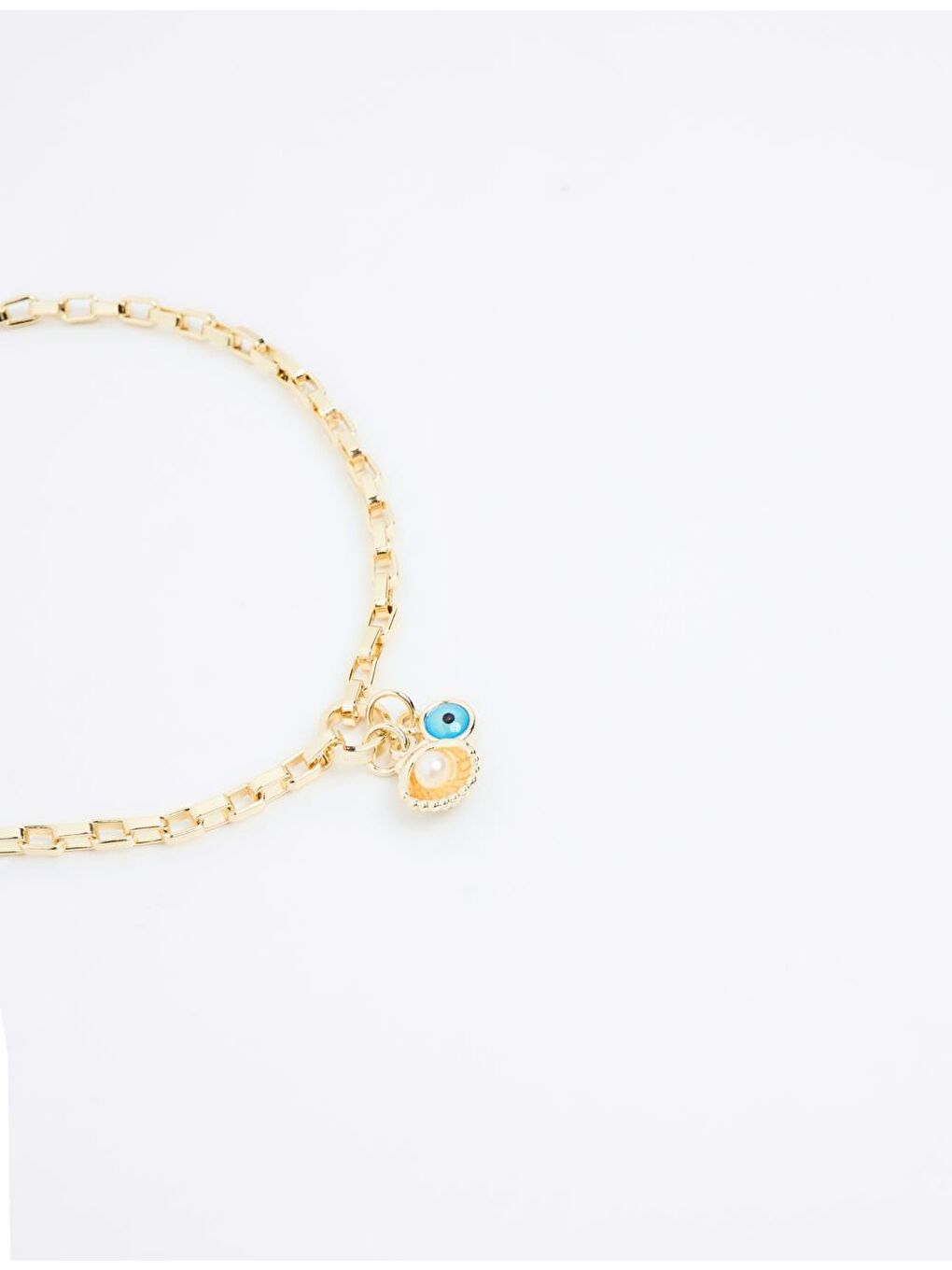 Sarı Altın İstiridye ve Göz Figürlü Halhal-1